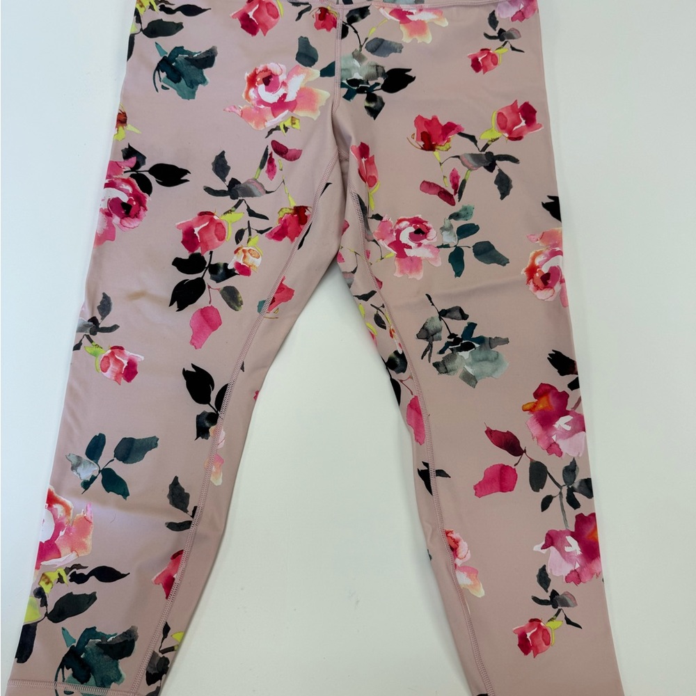 Athleta Floral Pink and Forest green Leggings